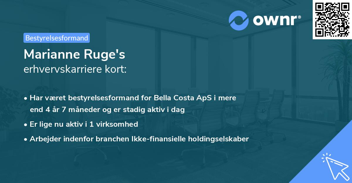 Marianne Ruge's erhvervskarriere kort