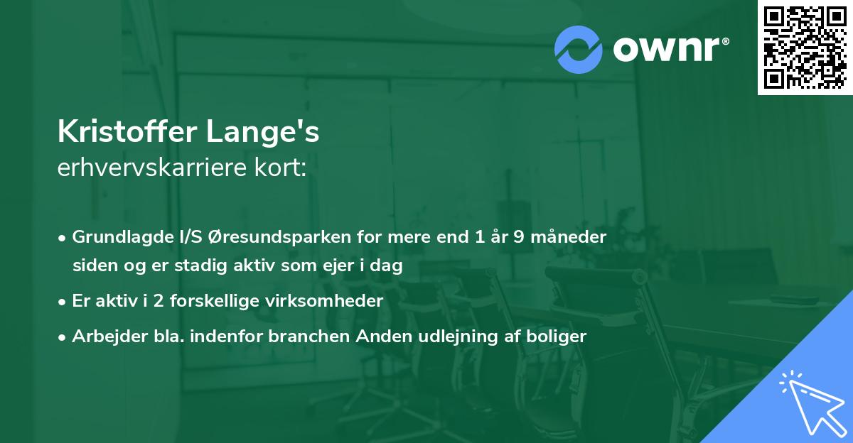 Kristoffer Lange's erhvervskarriere kort