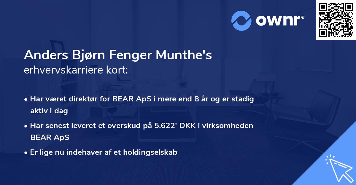 Anders Bjørn Fenger Munthe's erhvervskarriere kort