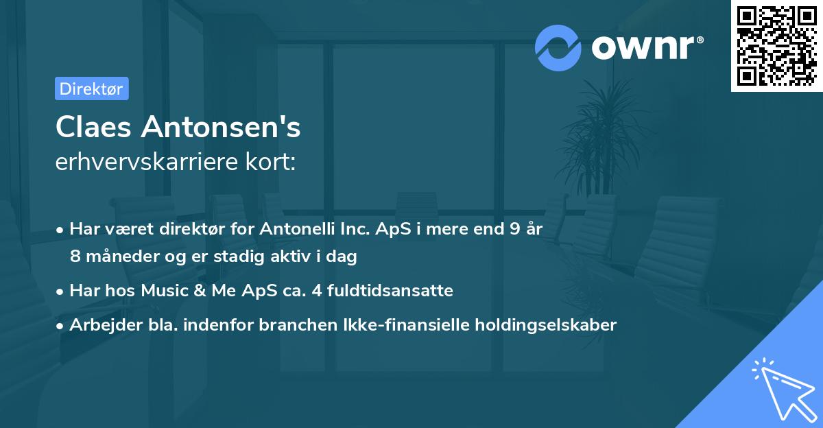 Claes Antonsen's erhvervskarriere kort