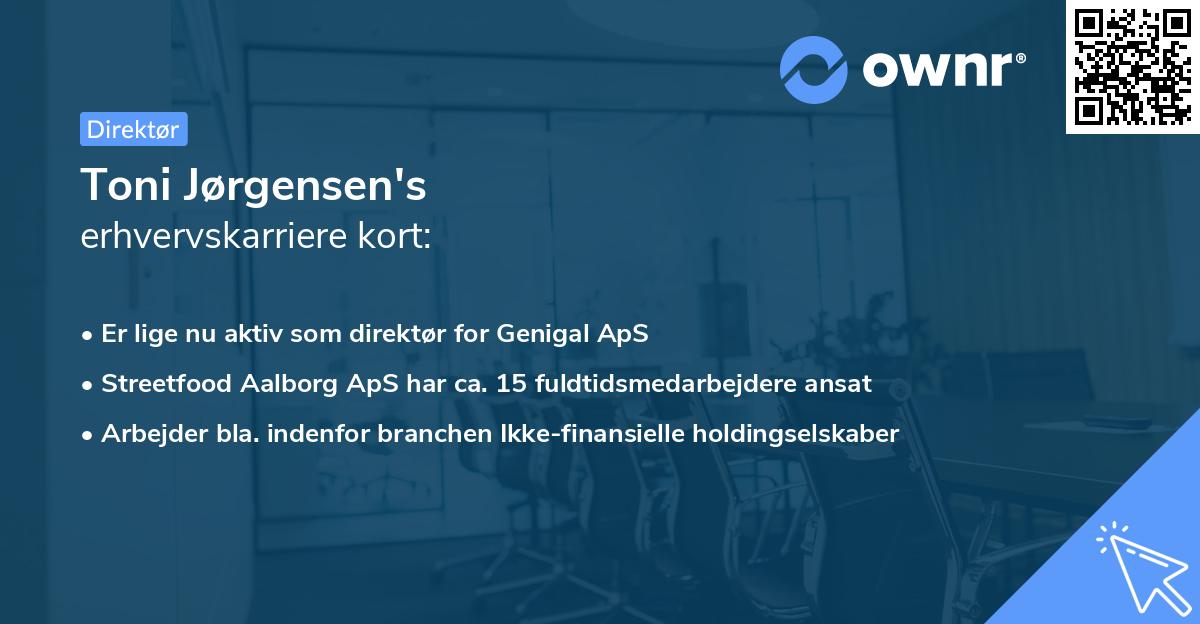 Toni Jørgensen's erhvervskarriere kort