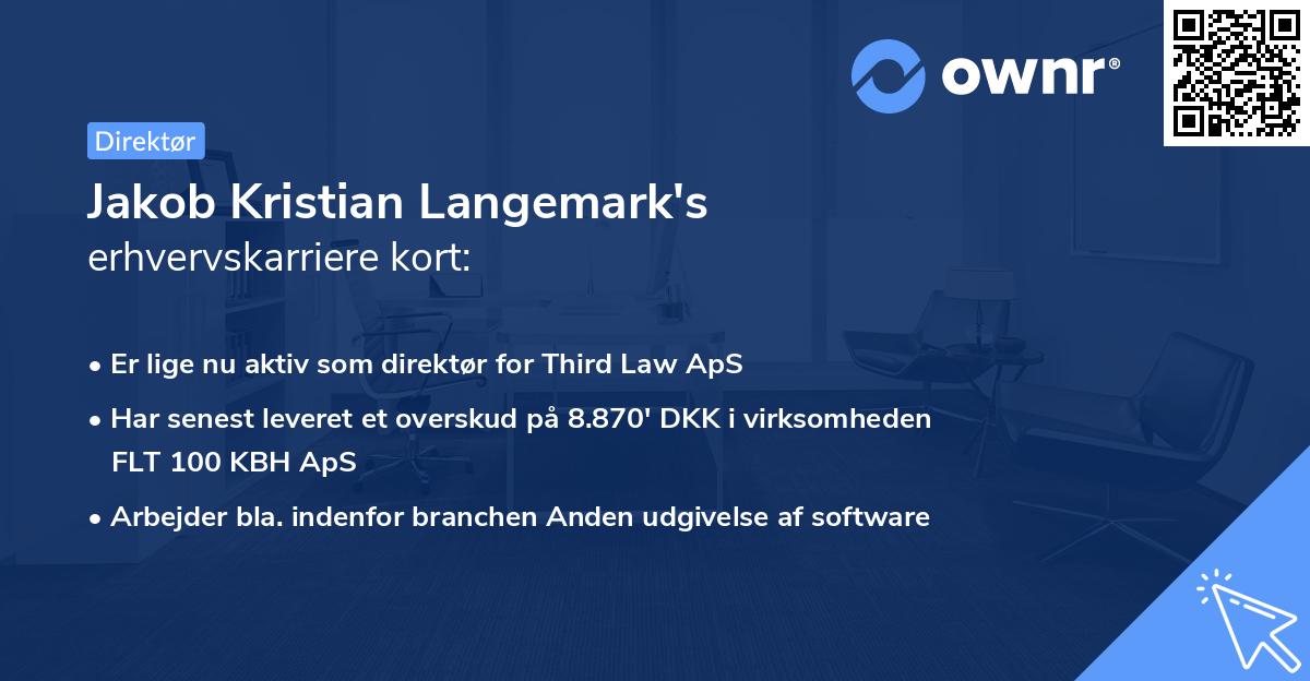 Jakob Kristian Langemark's erhvervskarriere kort