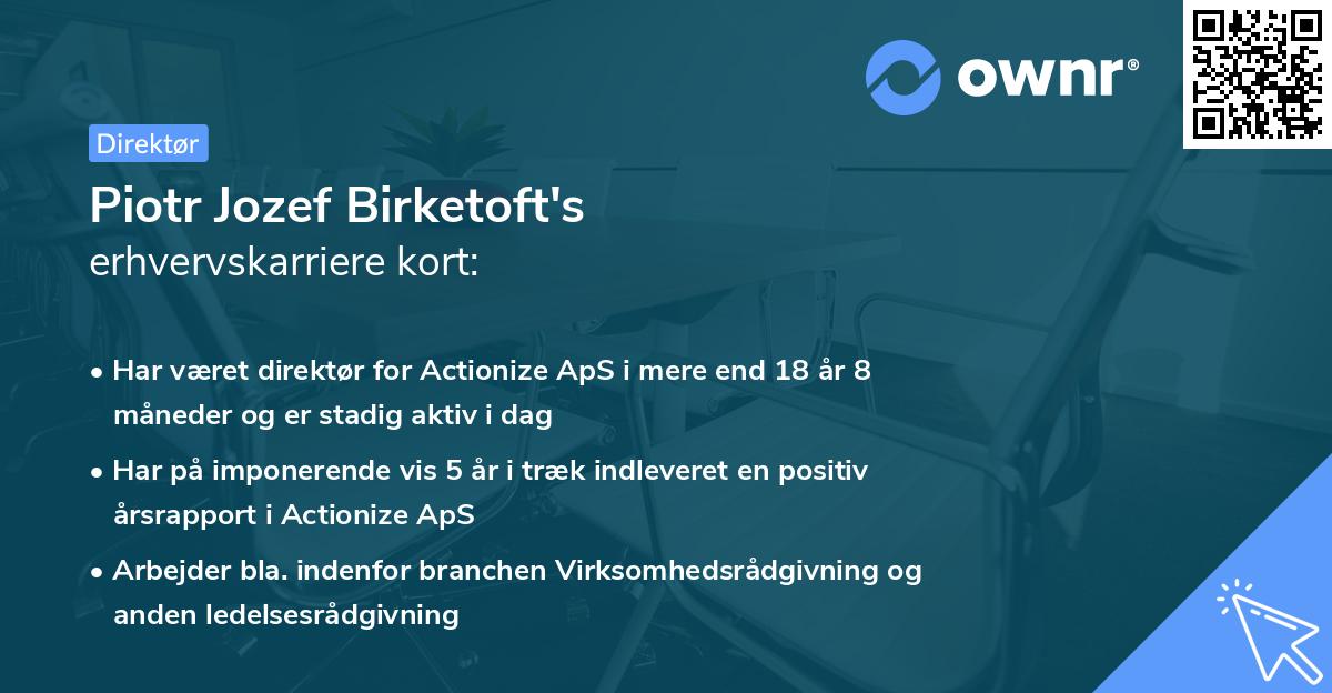Piotr Jozef Birketoft's erhvervskarriere kort