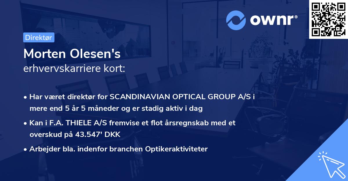 Morten Olesen's erhvervskarriere kort