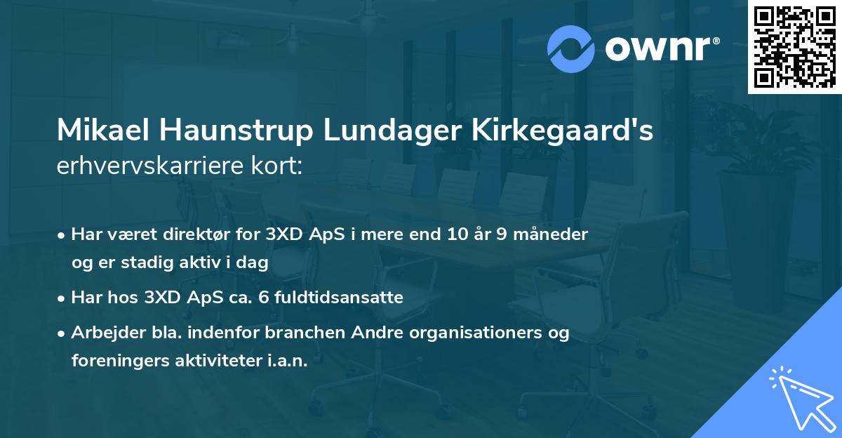Mikael Haunstrup Lundager Kirkegaard's erhvervskarriere kort