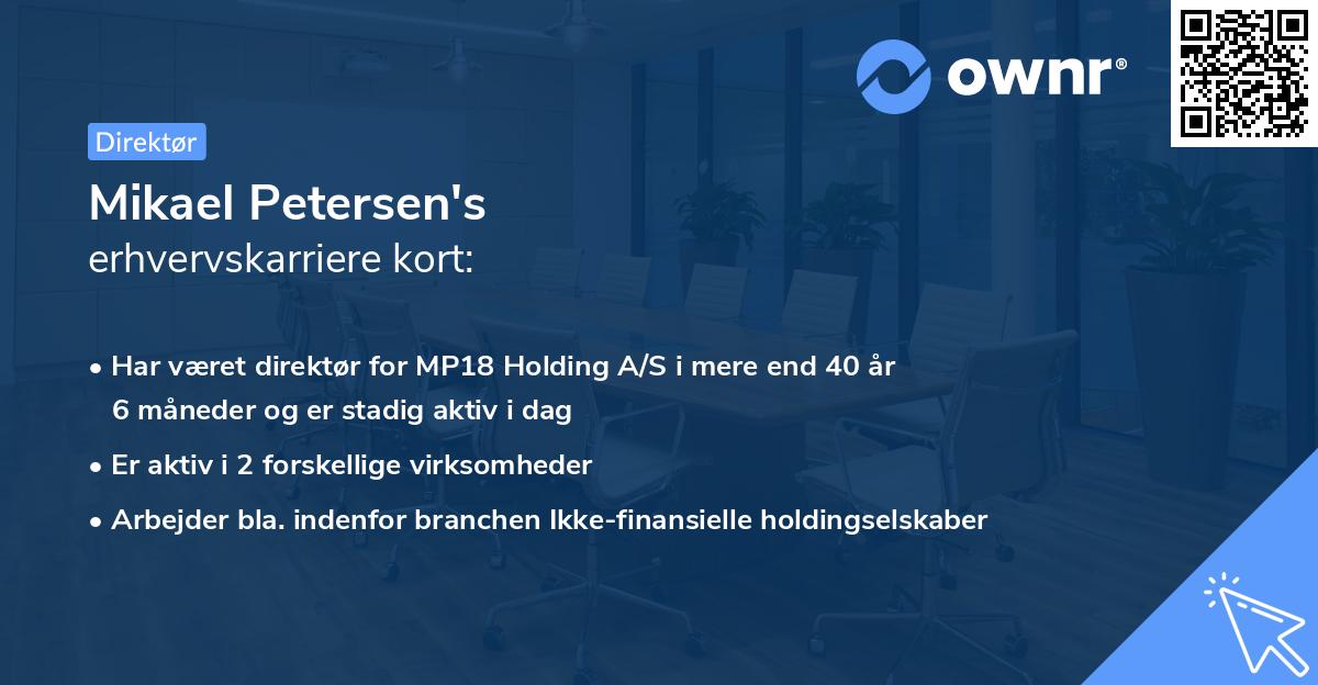 Mikael Petersen's erhvervskarriere kort