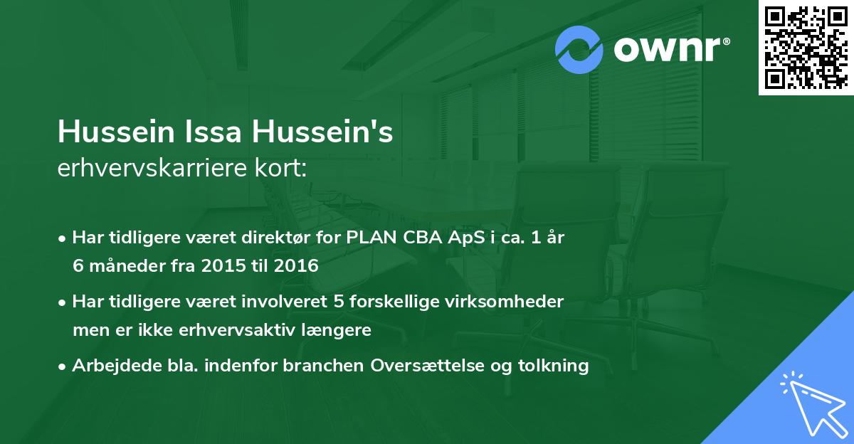 Hussein Issa Hussein's erhvervskarriere kort