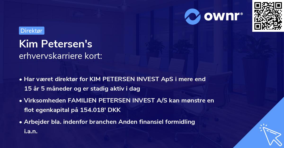 Kim Petersen's erhvervskarriere kort