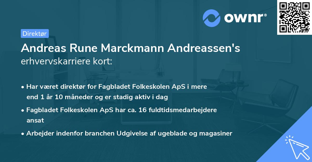 Andreas Rune Marckmann Andreassen's erhvervskarriere kort