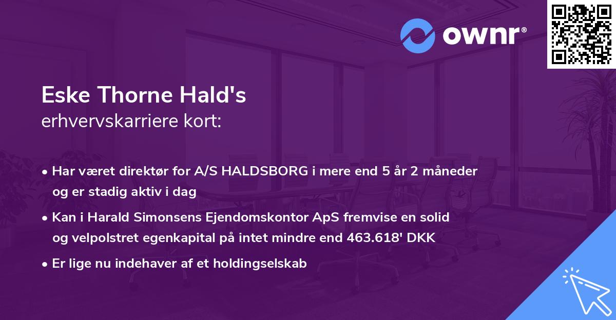 Eske Thorne Hald's erhvervskarriere kort