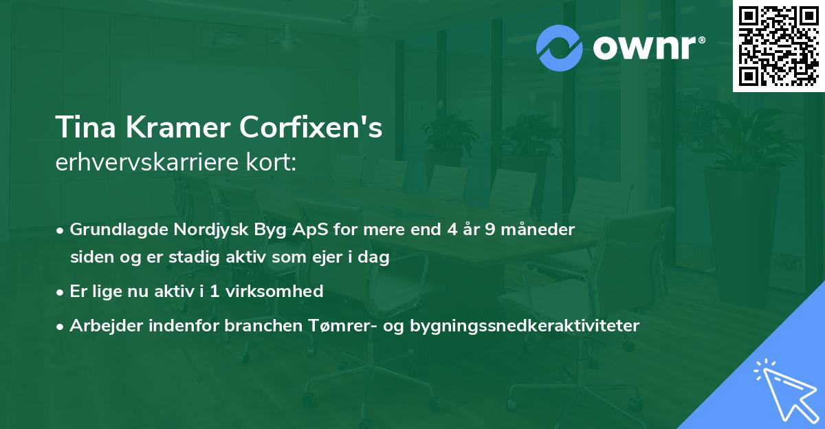 Tina Kramer Corfixen's erhvervskarriere kort