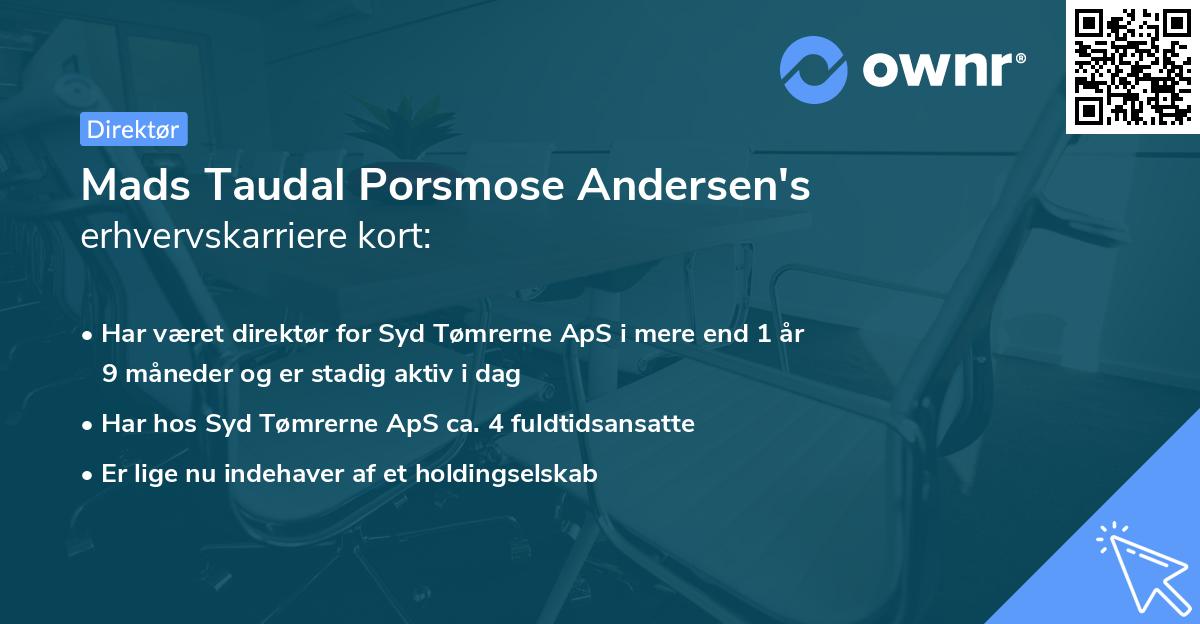 Mads Taudal Porsmose Andersen's erhvervskarriere kort