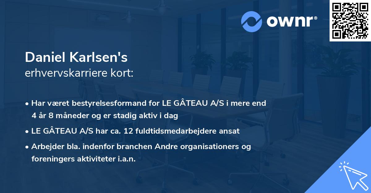 Daniel Karlsen's erhvervskarriere kort