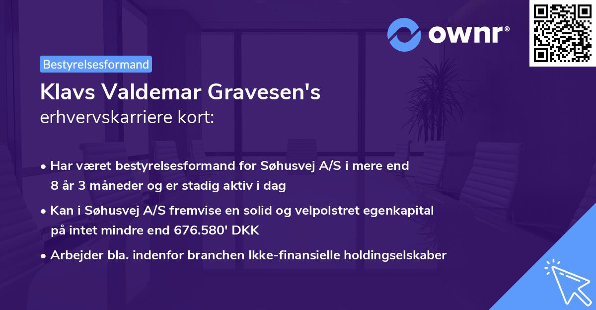 Klavs Valdemar Gravesen's erhvervskarriere kort