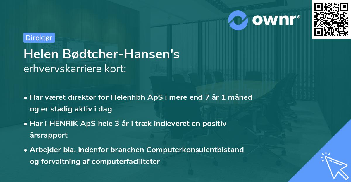 Helen Bødtcher-Hansen's erhvervskarriere kort