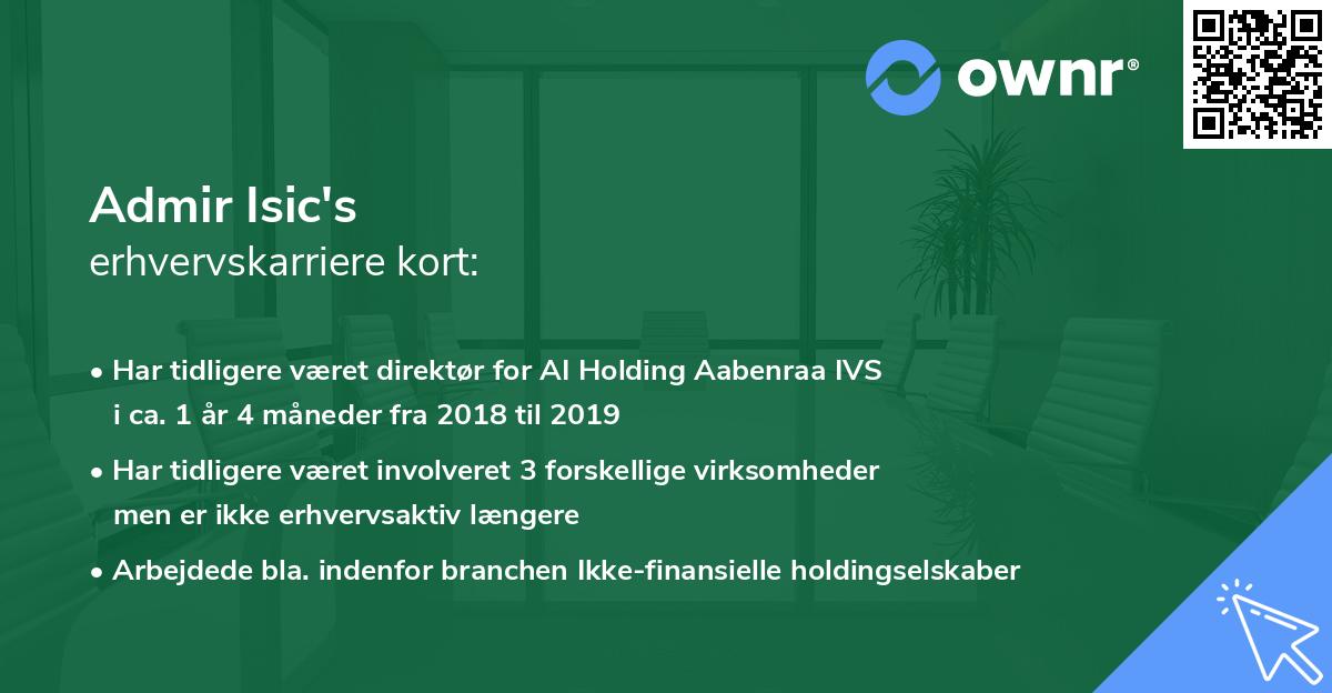 Admir Isic's erhvervskarriere kort