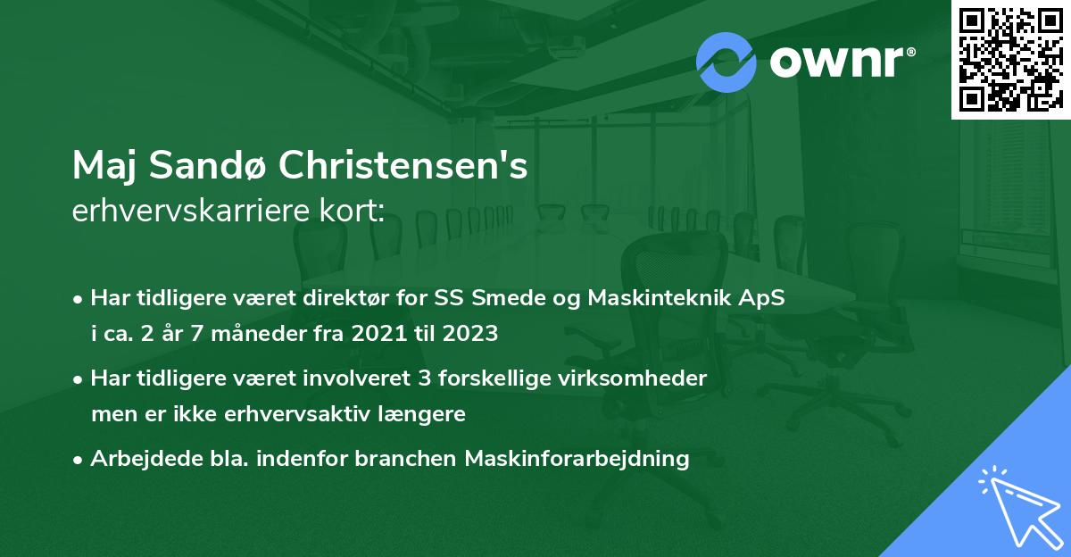 Maj Sandø Christensen's erhvervskarriere kort
