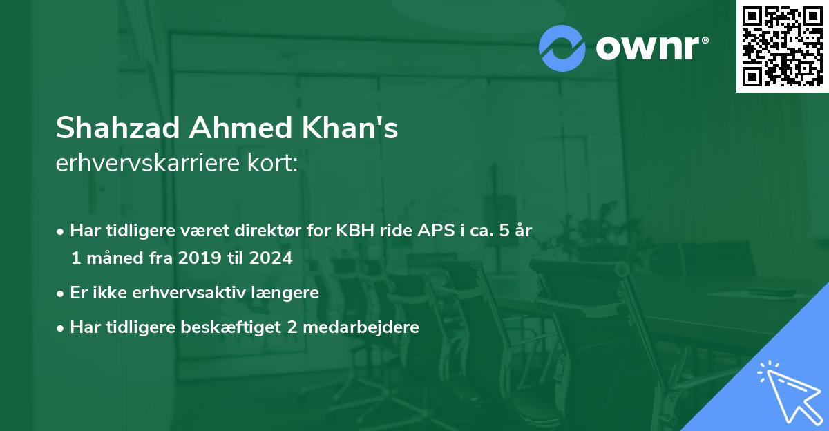 Shahzad Ahmed Khan's erhvervskarriere kort