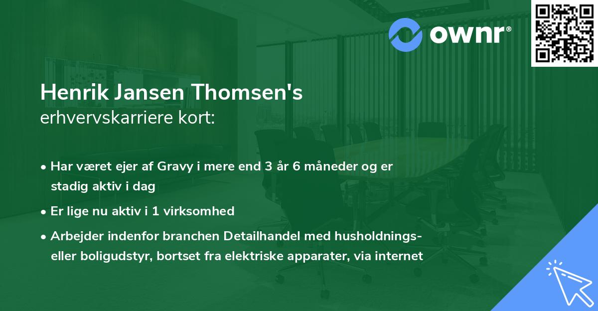 Henrik Jansen Thomsen's erhvervskarriere kort