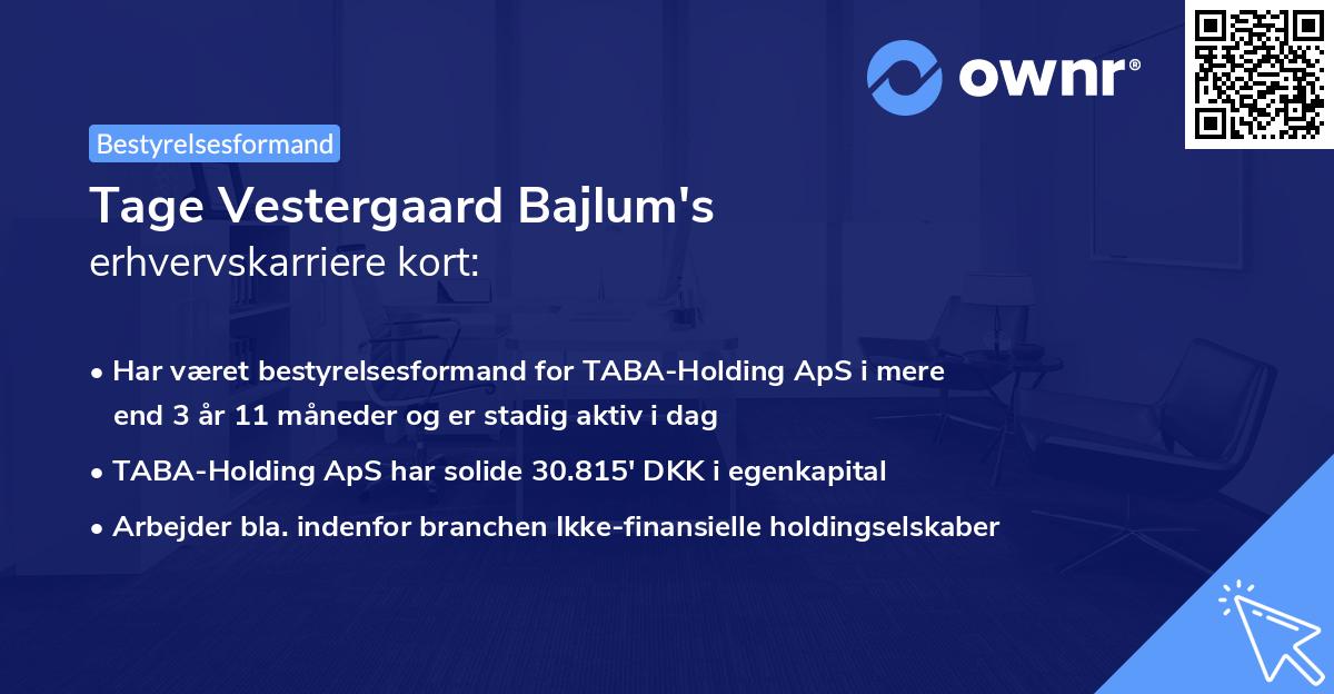 Tage Vestergaard Bajlum's erhvervskarriere kort