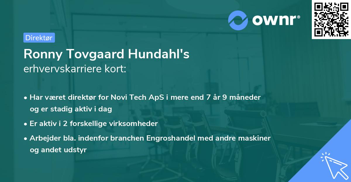 Ronny Tovgaard Hundahl's erhvervskarriere kort