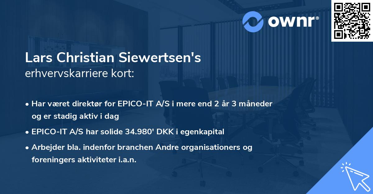 Lars Christian Siewertsen's erhvervskarriere kort