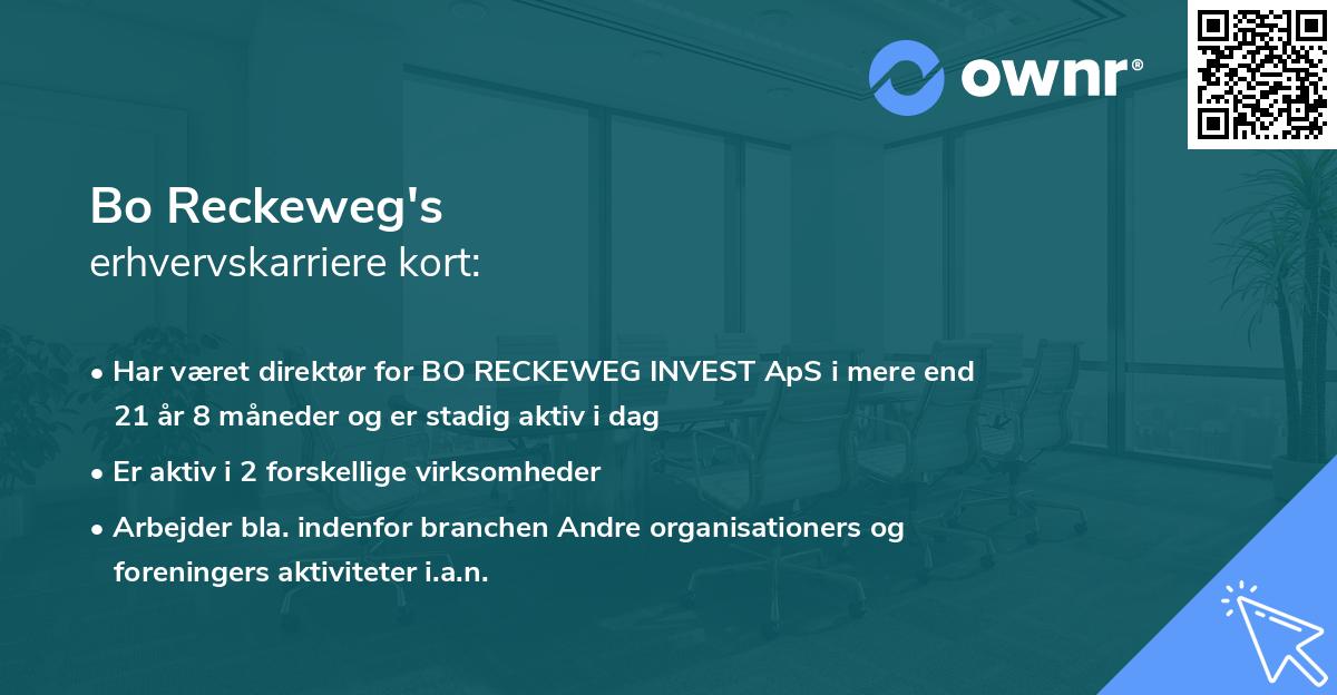 Bo Reckeweg's erhvervskarriere kort