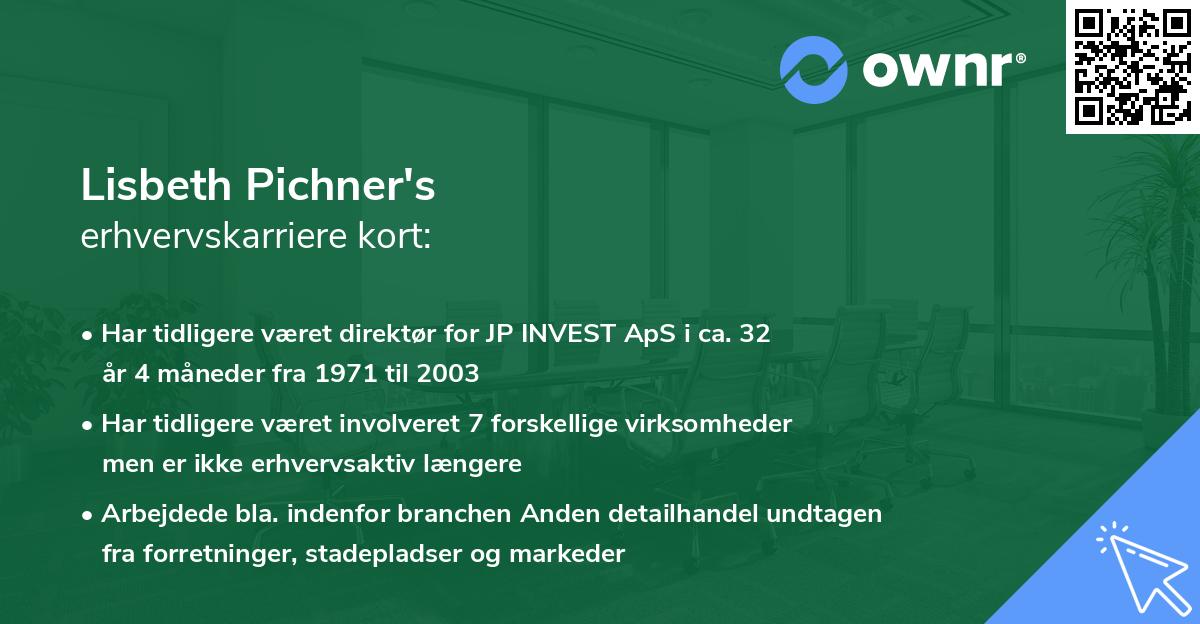 Lisbeth Pichner's erhvervskarriere kort