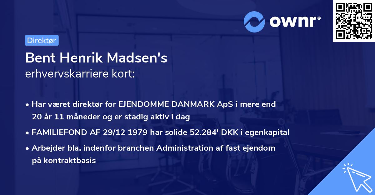 Bent Henrik Madsen's erhvervskarriere kort