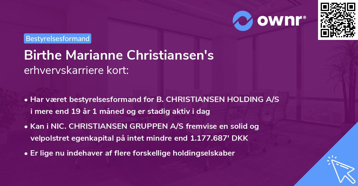 Birthe Marianne Christiansen's erhvervskarriere kort