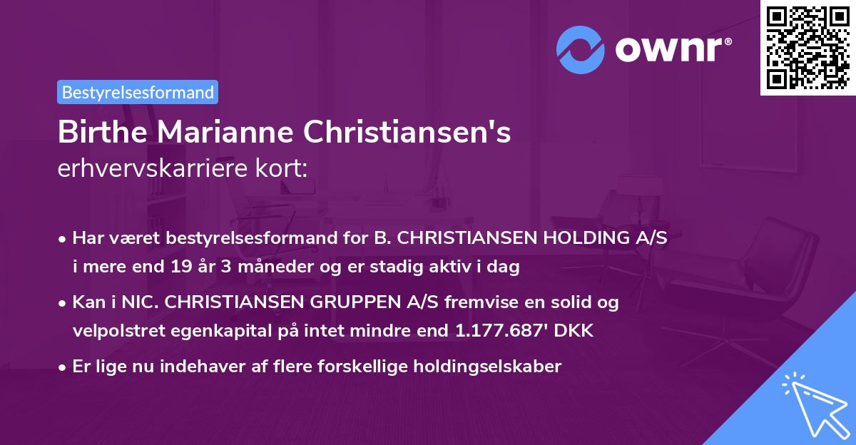 Birthe Marianne Christiansen's erhvervskarriere kort