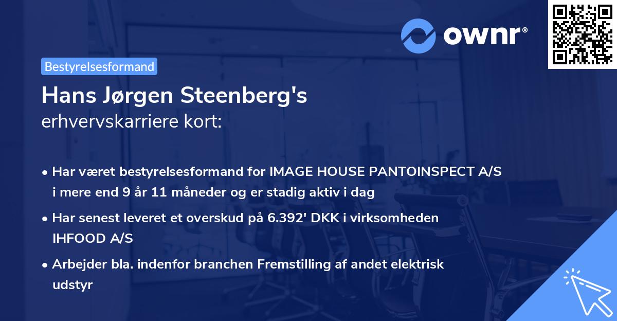 Hans Jørgen Steenberg's erhvervskarriere kort