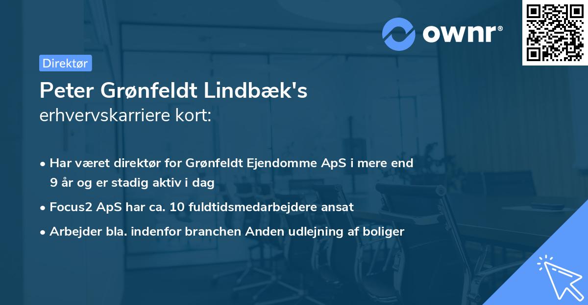 Peter Grønfeldt Lindbæk's erhvervskarriere kort