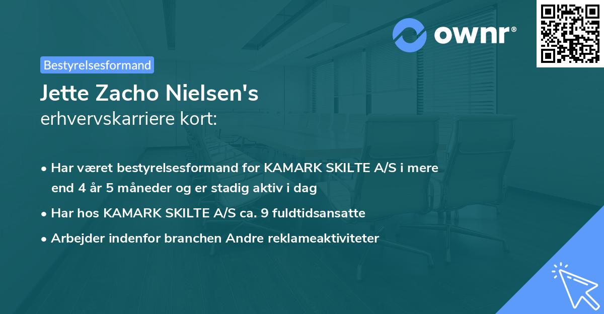 Jette Zacho Nielsen's erhvervskarriere kort