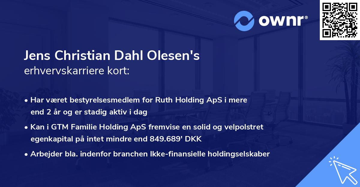 Jens Christian Dahl Olesen's erhvervskarriere kort