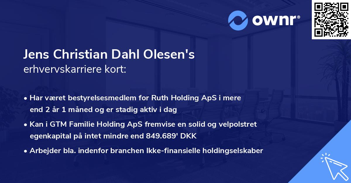 Jens Christian Dahl Olesen's erhvervskarriere kort