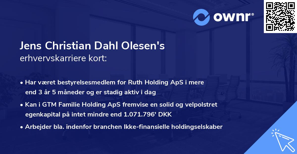 Jens Christian Dahl Olesen's erhvervskarriere kort