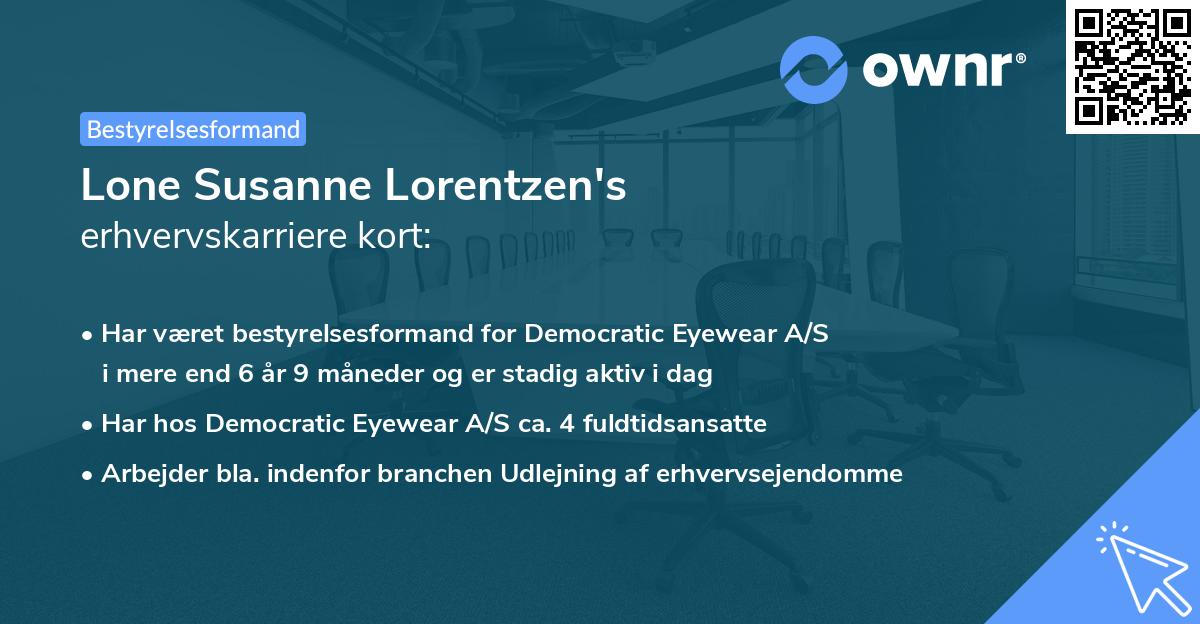 Lone Susanne Lorentzen's erhvervskarriere kort