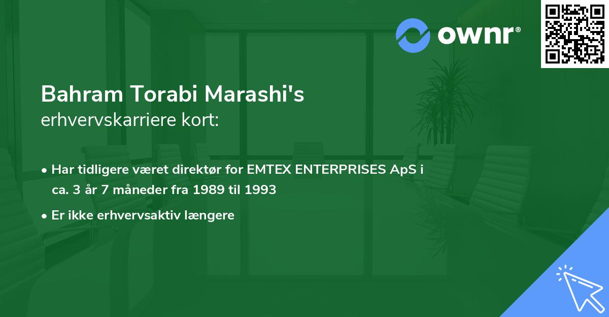 Bahram Torabi Marashi's erhvervskarriere kort