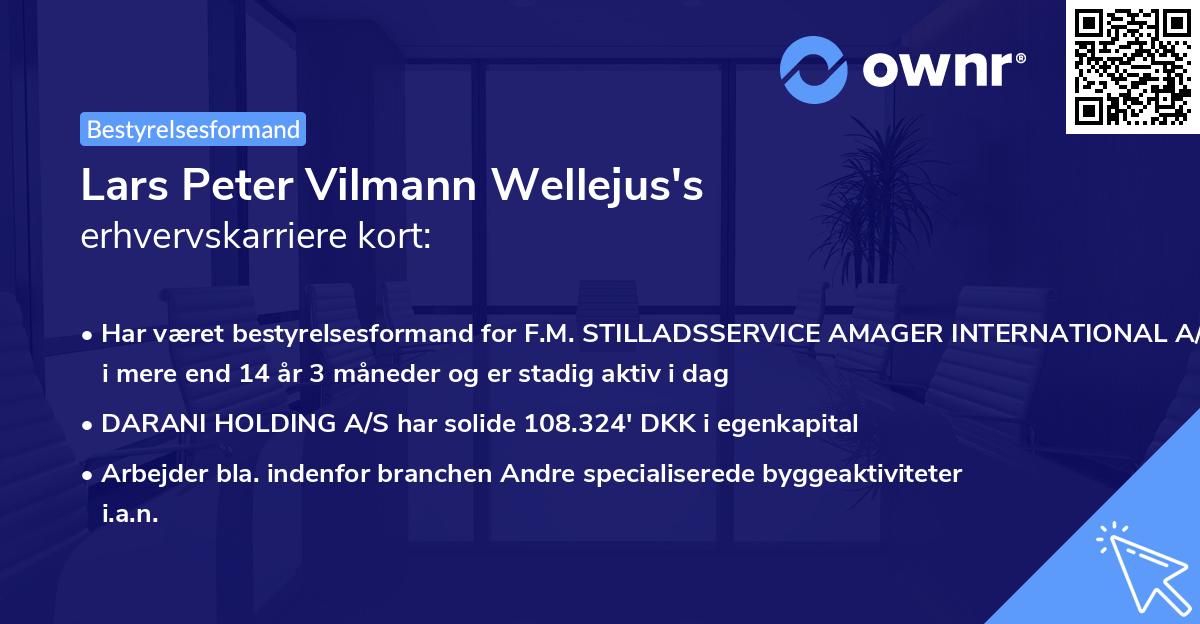 Lars Peter Vilmann Wellejus's erhvervskarriere kort