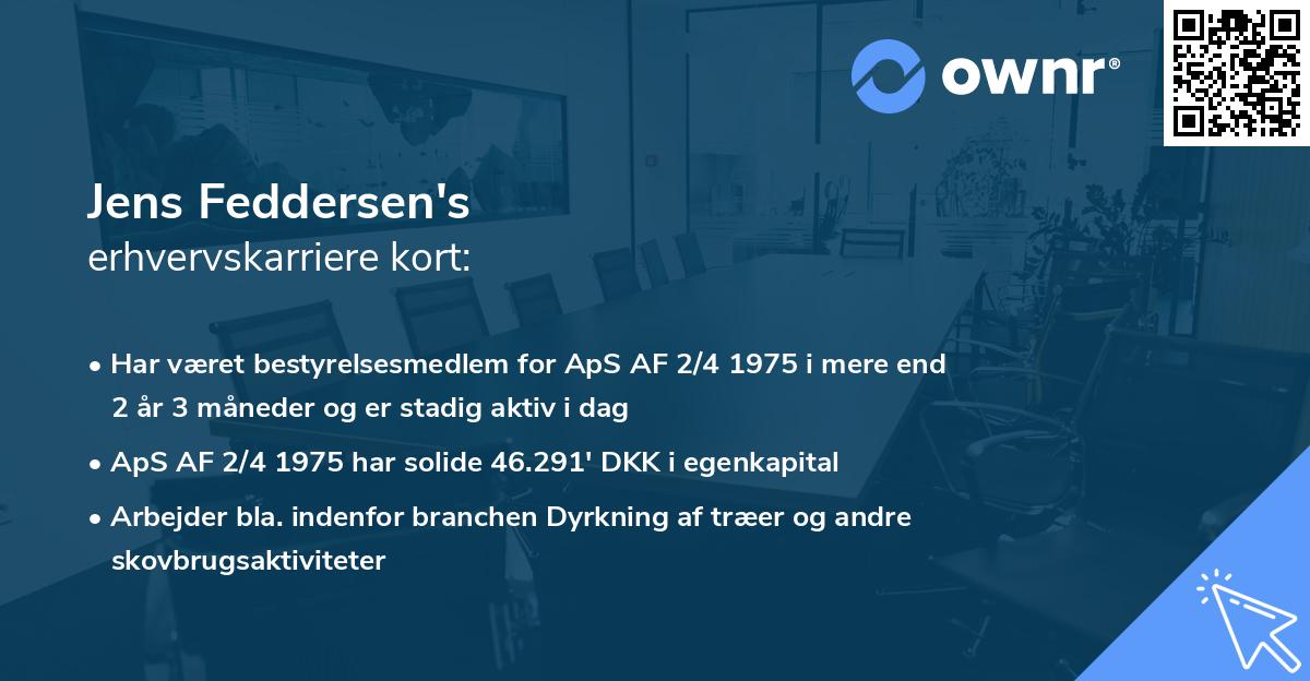 Jens Feddersen's erhvervskarriere kort