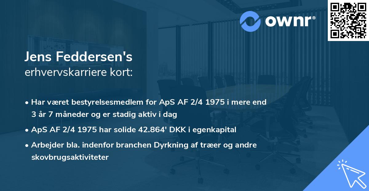 Jens Feddersen's erhvervskarriere kort