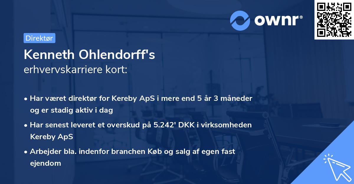 Kenneth Ohlendorff's erhvervskarriere kort