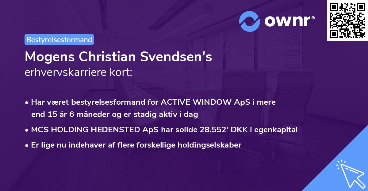 Mogens Christian Svendsen's erhvervskarriere kort