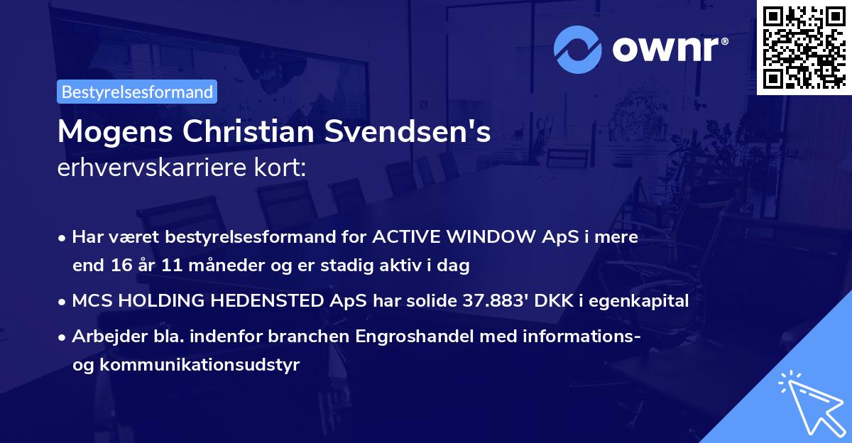 Mogens Christian Svendsen's erhvervskarriere kort