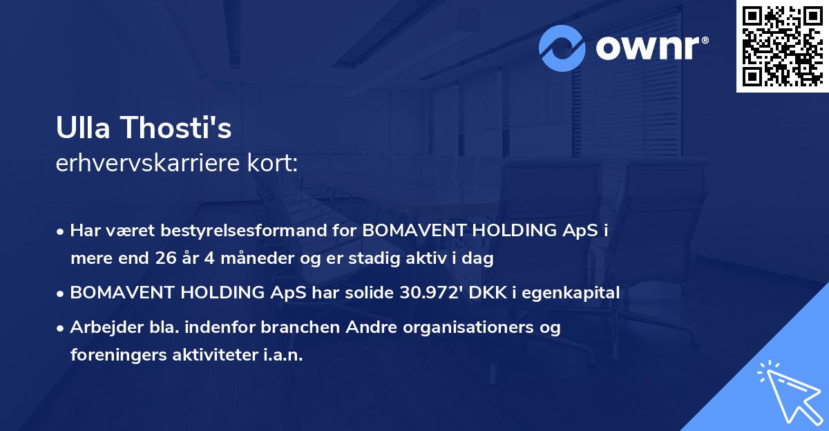 Ulla Thosti's erhvervskarriere kort