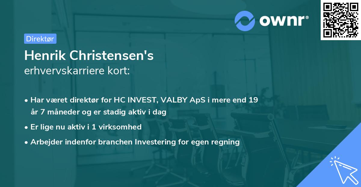 Henrik Christensen's erhvervskarriere kort