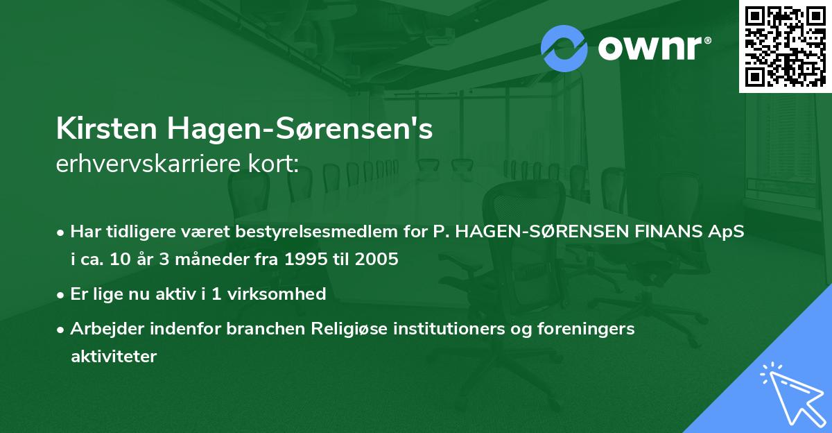 Kirsten Hagen-Sørensen's erhvervskarriere kort