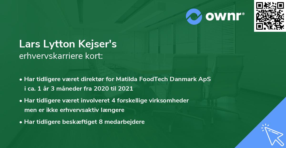 Lars Lytton Kejser's erhvervskarriere kort