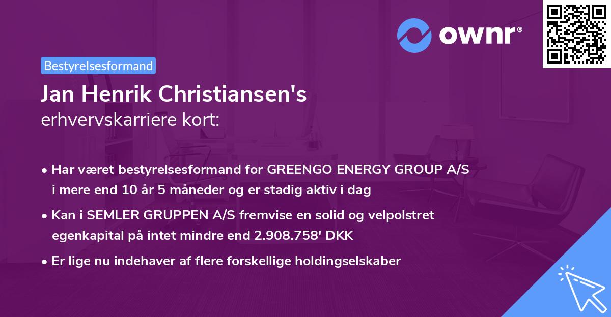 Jan Henrik Christiansen's erhvervskarriere kort